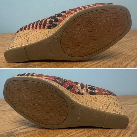 Faded Glory Open Toe Sandal Shoes Cork Wedge Heels Tie Dye Boho Size 8.5 M - Picture 8 of 10